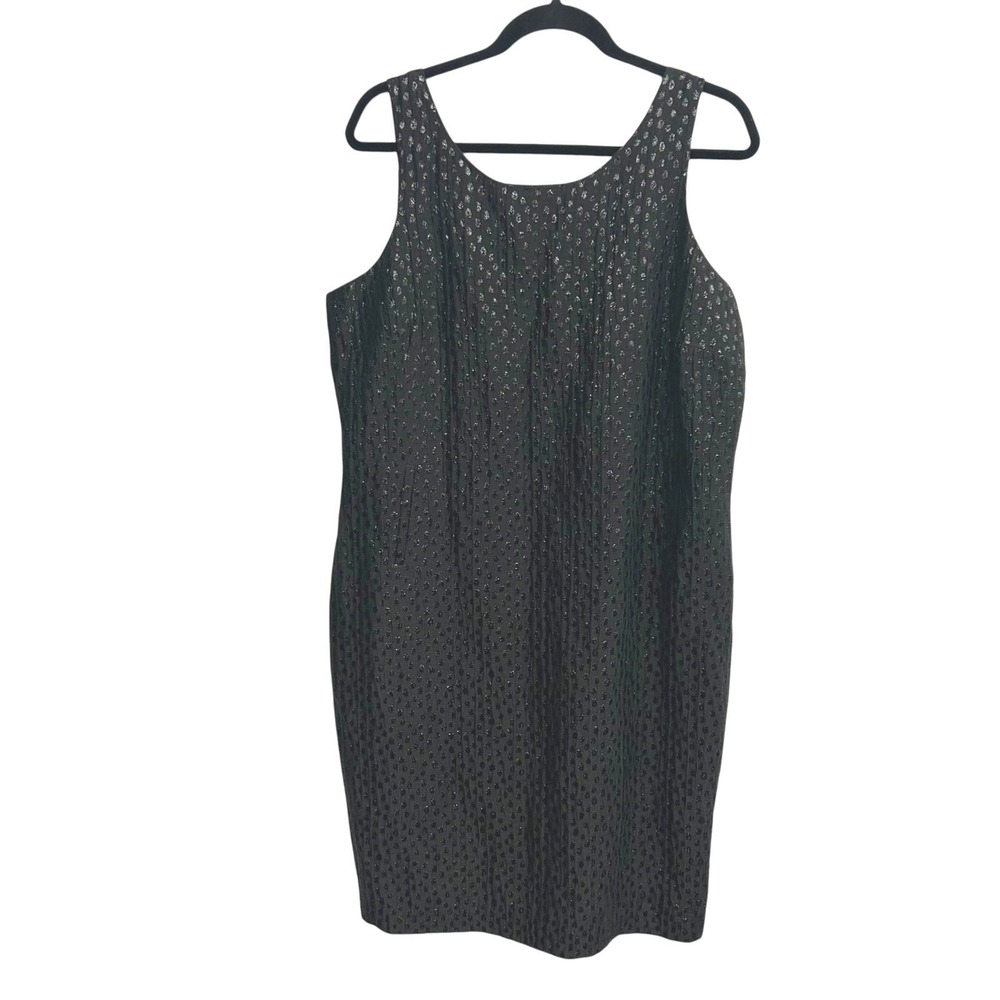 Silk Blend Black‎ Sheath Dress 14 Metallic Dot Cocktail Evening Designer